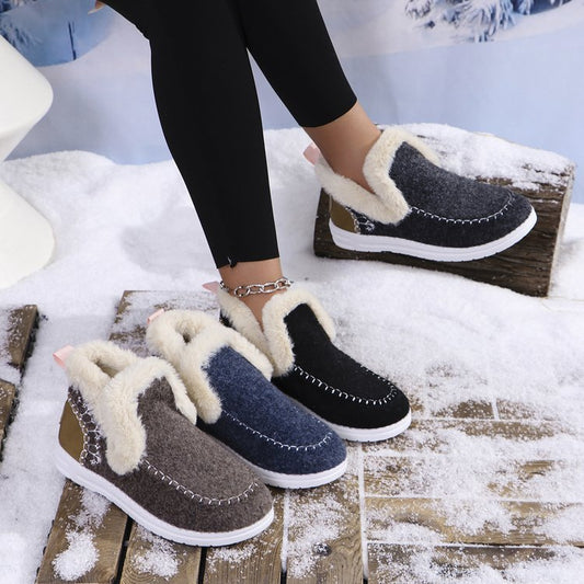 【36-43】Ženske jednobojne kratke čizme Plišana podstava Ležerne čizme Udobne zimske čizme