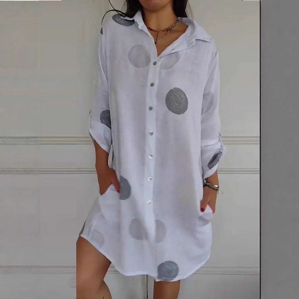 👚 Nowość -50%【S-4XL】Letnia lniano-bawelniana sukienka z nadrukiem, przewiewna i wygodna, dopasowany i uniwersalny krój