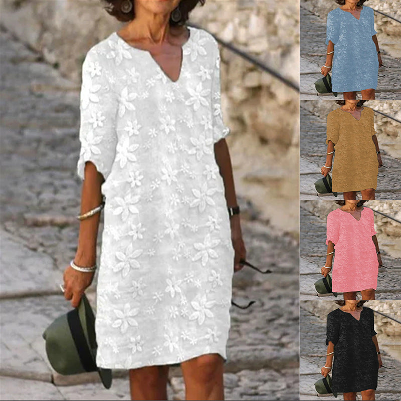 👗【S-5XL】Haljina od pamuka i lana s cvjetnim printom