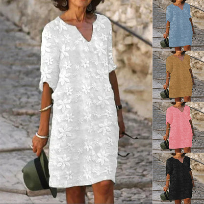 👗【S-5XL】Haljina od pamuka i lana s cvjetnim printom