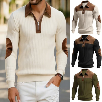 【S-2XL】Męska retro modna koszulka Henley z długim rękawem w kontrastowych kolorach – skupienie na wysokiej jakości odzieży męskiej