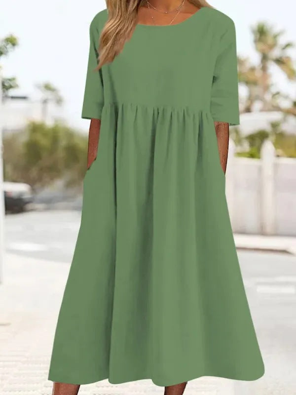 💥👗【S-5XL】2025 Pamučna ležerna haljina s džepovima