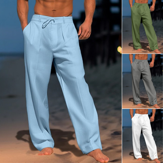 🏖️👖【S–3XL】😍 Muške lanene ležerne hlače velikih veličina, udobne i prozračne, idealne za svaki dan i odmor