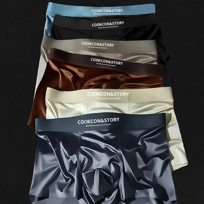 😎Poslední den – sleva 50 %😎【 6 kusů】【45-100KG】Pánské antibakteriální boxerky 10A — prodyšné, měkké, bezešvé, ledové hedvábí, luxusní satén.