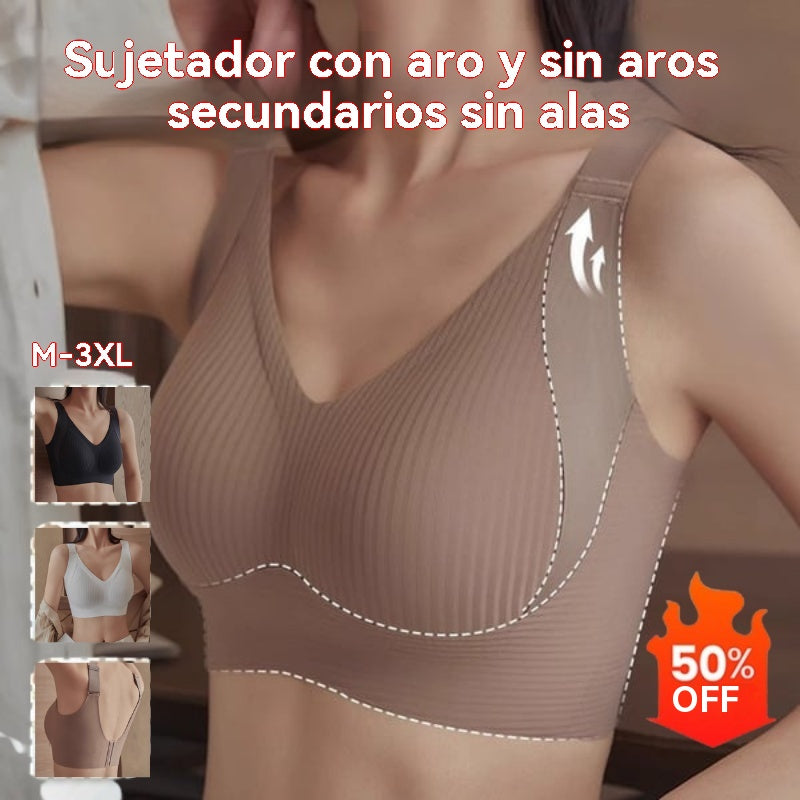 【Pack de 2 de alta calidad】Sujetador sin aros para mujer de una sola pieza ❤️【40-95 kg】Muy cómodo, con material suave y de alta elasticidad.