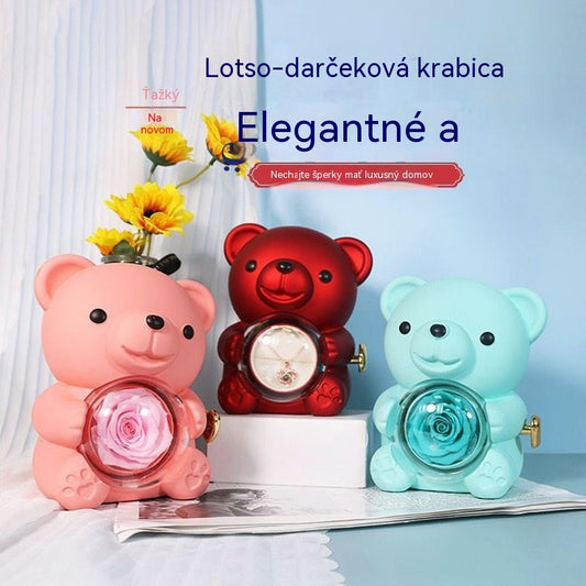 ✨😍Preslatki medvjedić u kombinaciji s ružom – zapakiran u elegantnu poklon-kutiju – romantičan poklon za Majčin dan, vjenčanja, godišnjice, djevojačke večeri, Božić i Valentinovo.