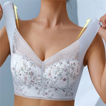 🔥【3 komada】💕🎁【40kg-100kg】Prozračan podesivi bešavni grudnjak od ledene svile za veće veličine