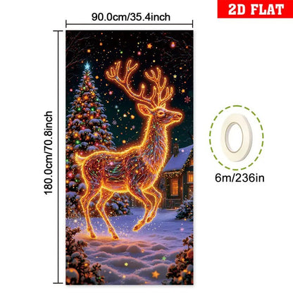 🎅【Compra uno y llévate otro】🎄 Pancarta navideña fluorescente UV para puerta/fondo/decoración para fiestas navideñas/tela decorativa navideña colgante