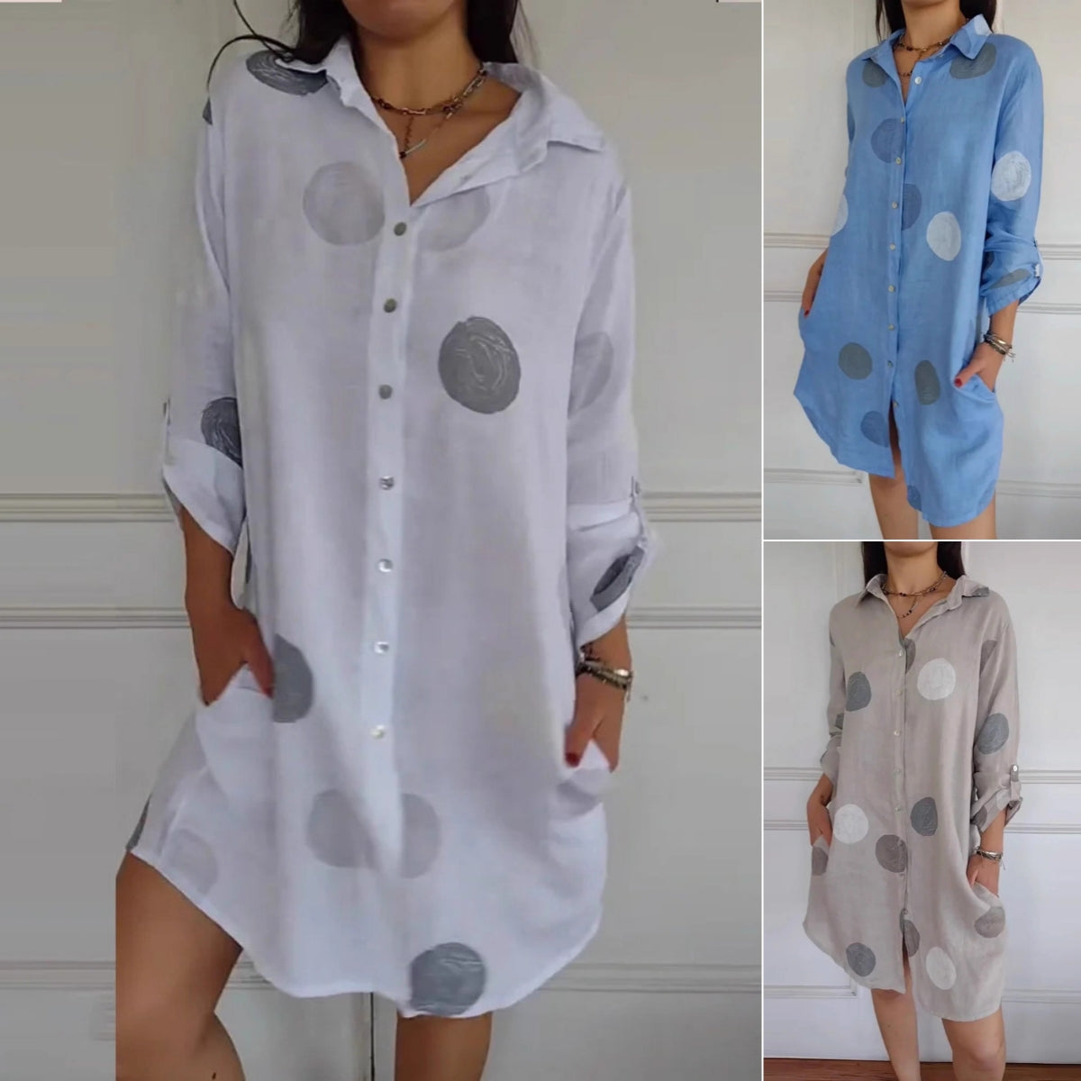 👚 Nowość -50%【S-4XL】Letnia lniano-bawelniana sukienka z nadrukiem, przewiewna i wygodna, dopasowany i uniwersalny krój