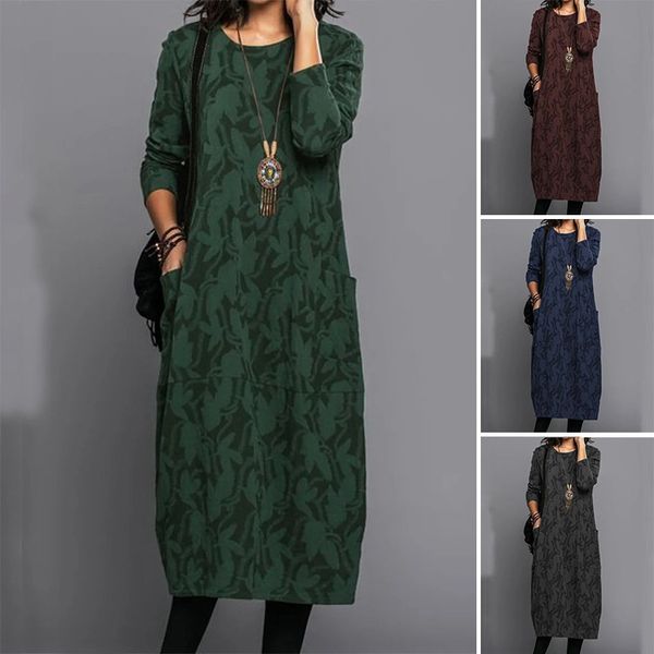 👗 Oferta especial de invierno 🔥【S-3XL】Nuevo vestido de alta calidad con diseño de bolsillos y cuello redondo, cómodo y a la moda.