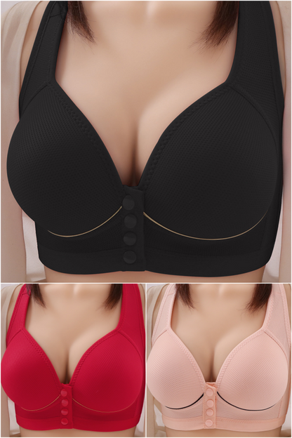 😍【3 ks v balení】Nová dámská podprsenka bez kostic s prodyšným materiálem a push-up efektem. Bezešvý a pohodlný střih.【Pro hmotnost 40–100 kg】