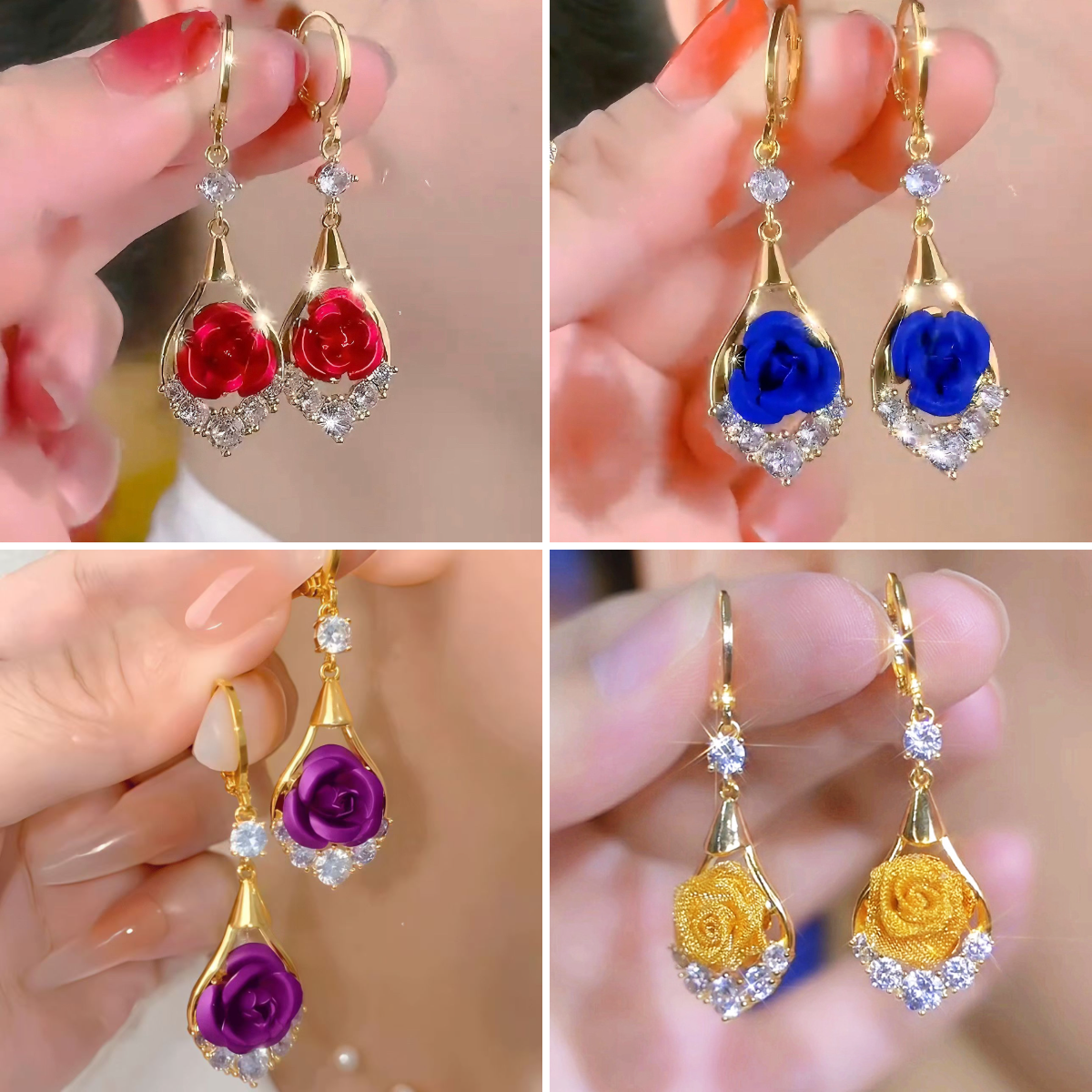 ✨【Kup jeden, drugi gratis】Luksusowe, eleganckie, delikatne kolczyki w kształcie róży