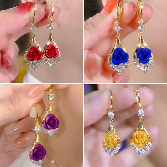 ✨【Kup jeden, drugi gratis】Luksusowe, eleganckie, delikatne kolczyki w kształcie róży