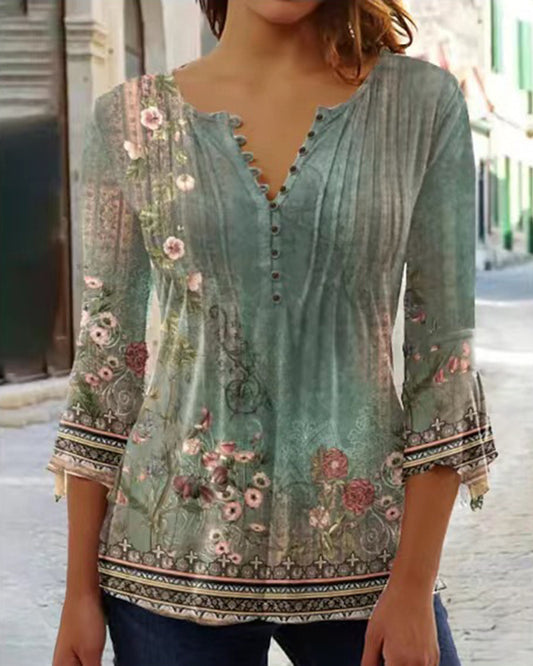😍【Oferta ograniczona czasowo】Stylowa damska koszulka z dekoltem w serek [S-5XL]
