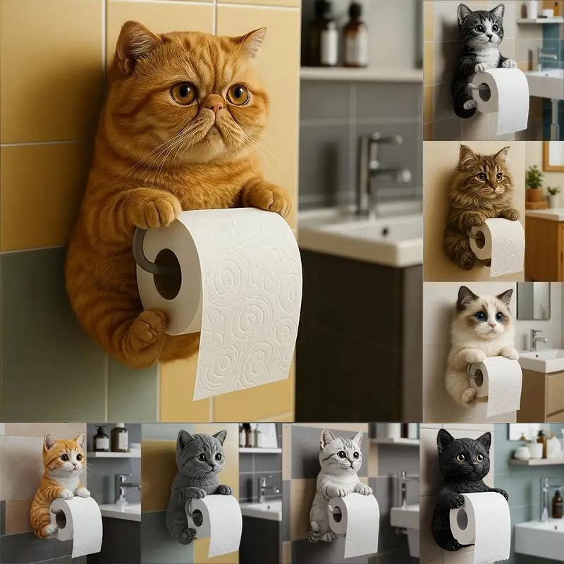 🐱🐱【Žhavý výprodej letošního roku】Držák toaletního papíru s roztomilým kočičím vzorem