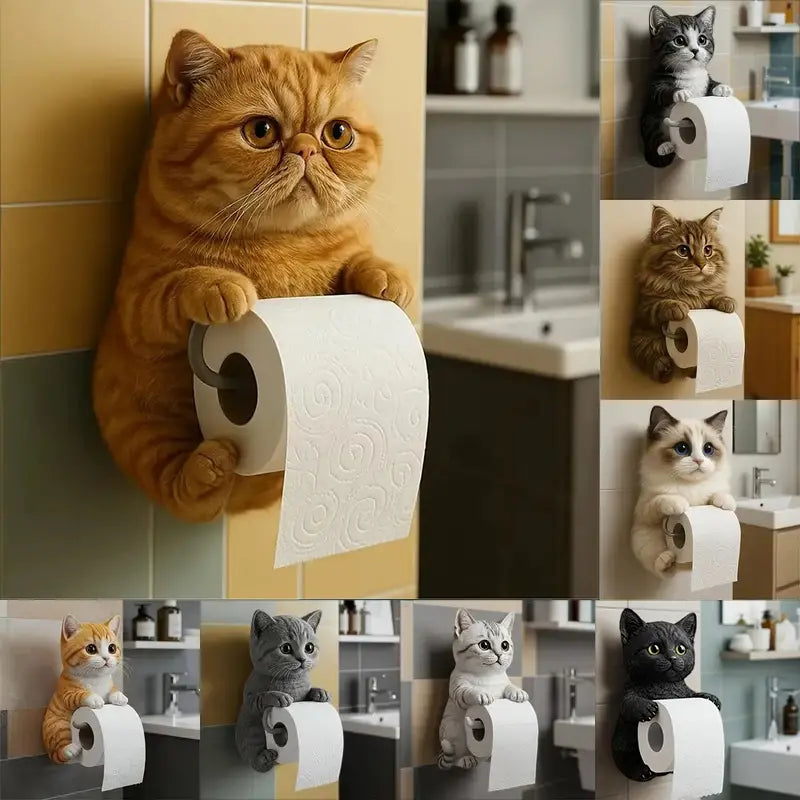 🐱🐱【Žhavý výprodej letošního roku】Držák toaletního papíru s roztomilým kočičím vzorem