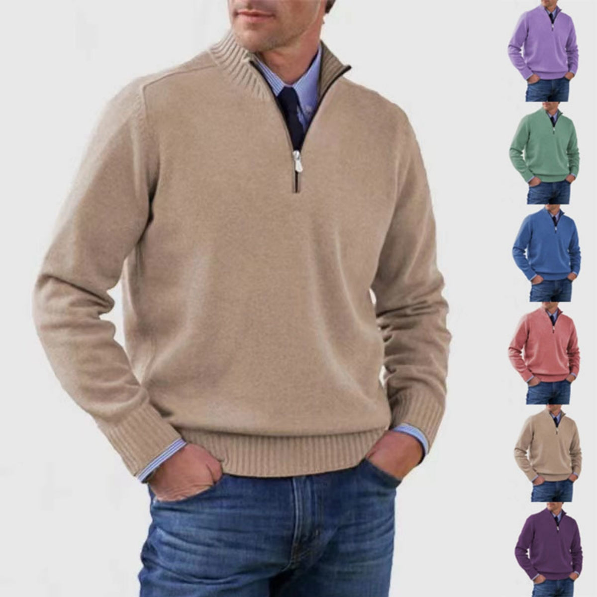 ⏳ Ostatni dzień: 50% zniżki 🔥【L-5XL】Popularne, ciepłe swetry z zamkiem błyskawicznym na jesień i zimę