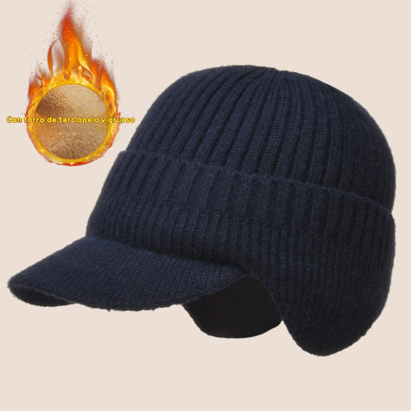 🔥 Gorro de punto cálido de invierno para hombre con orejeras,Versión normal / Versión con forro cálido