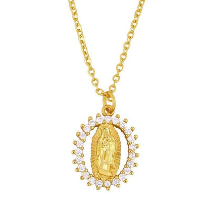 ⏳Último día: 50% de descuento✨Collar de lujo, collar dorado con diseño en relieve de la Virgen María