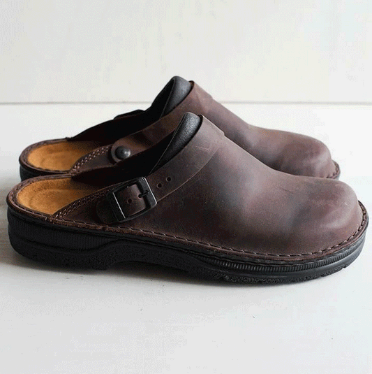 Ежедневни кожени чехли с мека подметка, стилен дизайн, семпли и ретро.