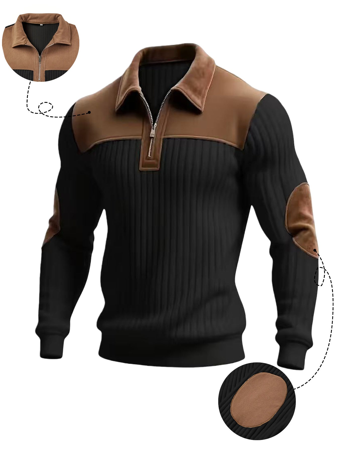 【S-2XL】Męska retro modna koszulka Henley z długim rękawem w kontrastowych kolorach – skupienie na wysokiej jakości odzieży męskiej