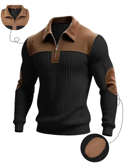 【S-2XL】Męska retro modna koszulka Henley z długim rękawem w kontrastowych kolorach – skupienie na wysokiej jakości odzieży męskiej