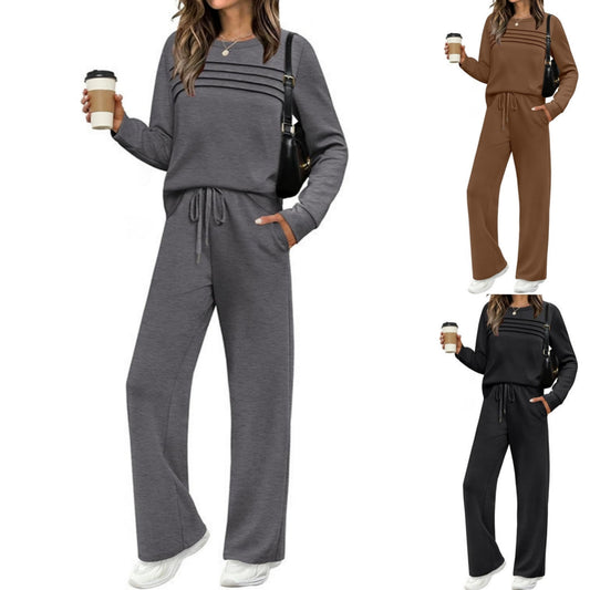 【🥇Zadnji dan 50% popusta】🔥【S-3XL】Žensko modno ležerno sportsko odijelo, majica dugih rukava od visokokvalitetnog čistog pamuka + hlače