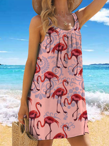 ⏳ Poslední den 50% sleva【S–5XL】Stylové dámské šaty s potiskem a volným střihem na ramínka, snadno kombinovatelné.