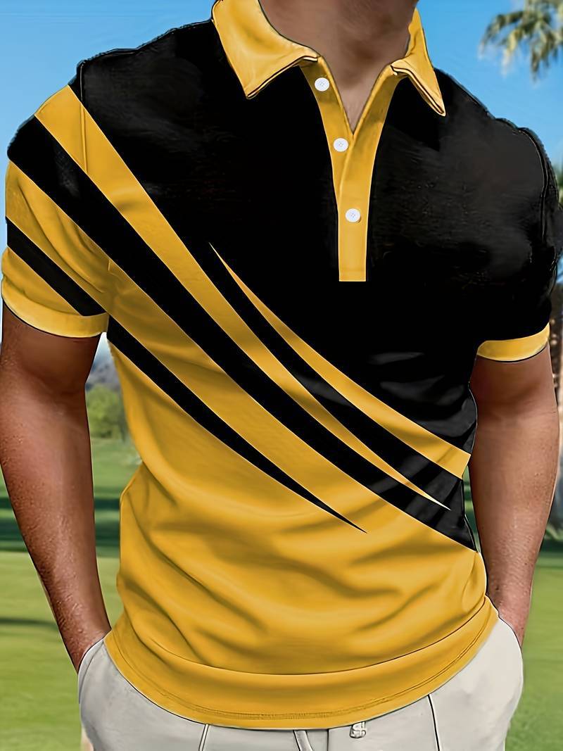 🔥Poslední den – sleva 50 %【S–6XL】Vysoce kvalitní letní pruhované pánské polo tričko s krátkým rukávem,  stylové a snadno kombinovatelné