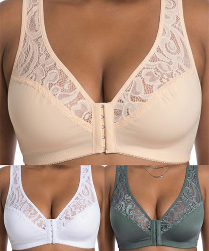 ⏳ Poslední den – 50% sleva【3dílná sada】【L–4XL】😍 plus size push-up prodyšná podprsenka bez kostic, bezšvový design s předním zapínáním