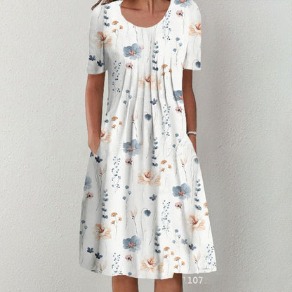 ✨ Nowość w promocji 🔥【40-120 kg】Nowa damska sukienka z krótkimi rękawami i okrągłym dekoltem, duży rozmiar, 2026.✅️Płatność przy odbiorze