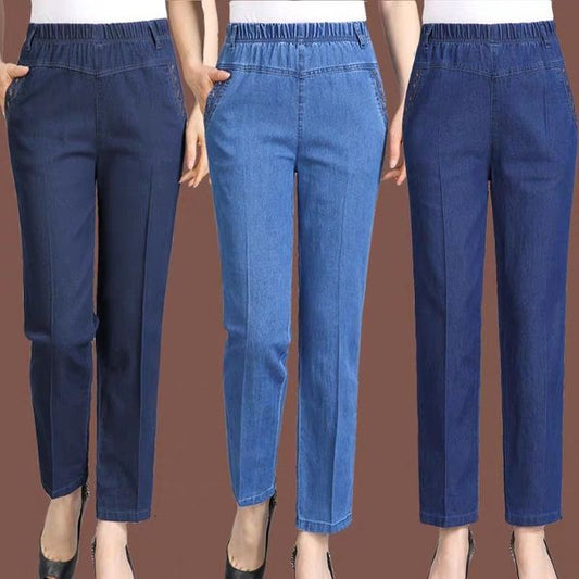Pantalones vaqueros de mujer de talle alto y elásticos, modelo nuevo 2025, con elasticidad para mayor comodidad.