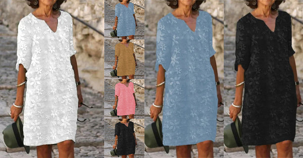 👗【S-5XL】Haljina od pamuka i lana s cvjetnim printom