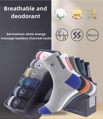 🧦 Висококачествен хит 【10 чифта】 Нов модел мъжки памучни чорапи 2025 г., дезодориращи и абсорбиращи потта
