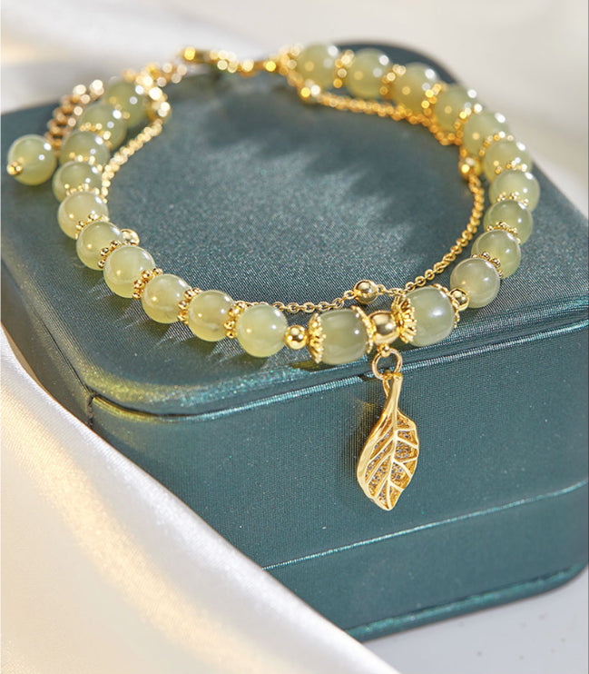 ✨Nový 14K zlatý náramok Hetian Jade