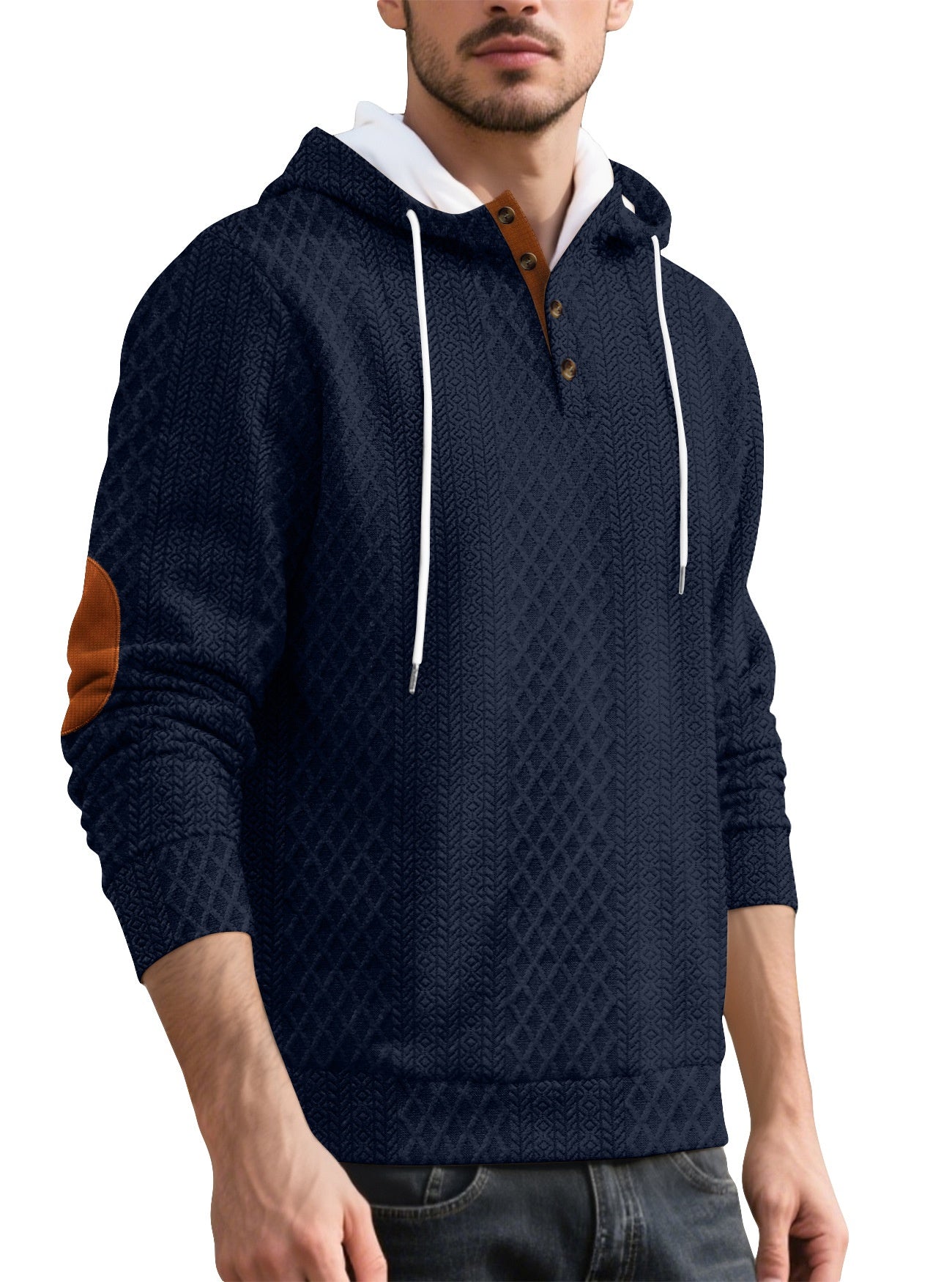 🔥【S-3XL】Męska casualowa bluza z kapturem, żakardowa, jednokolorowa, 2025