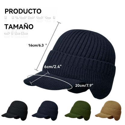 🔥 Gorro de punto cálido de invierno para hombre con orejeras,Versión normal / Versión con forro cálido