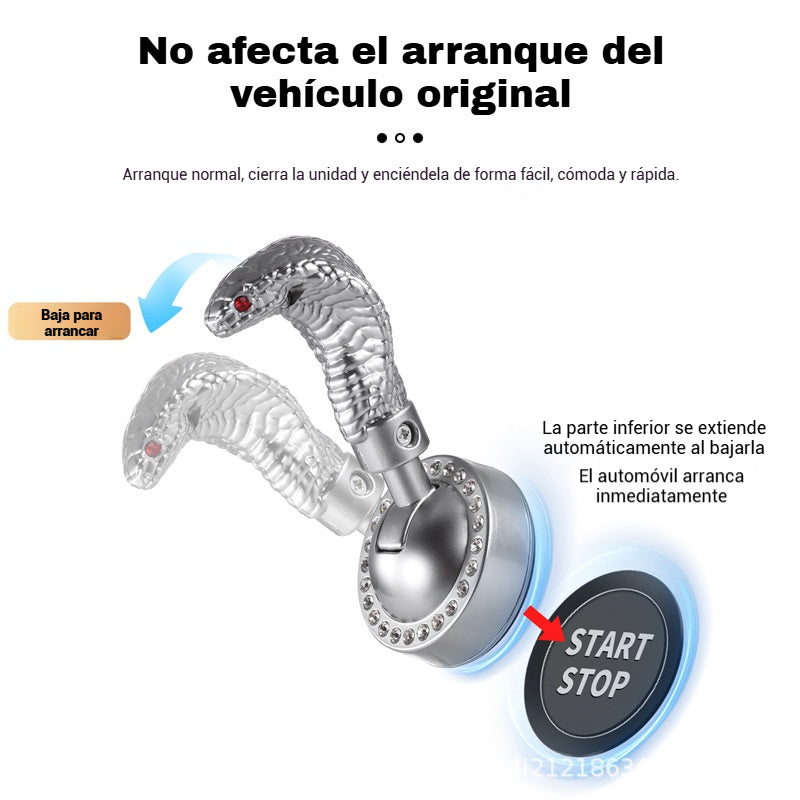 🚗Carcasa metálica en forma de serpiente para modificación del arranque de un solo toque, cubierta protectora del botón de encendido