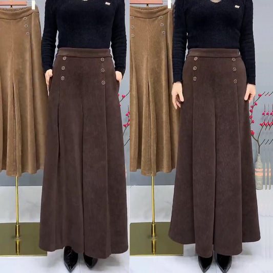 ✨Zadnji dan 50% popusta🤩【XL-4XL】Debele i tople vunene culottes hlače😚 široke i rastezljive hlače sa širokim nogavicama