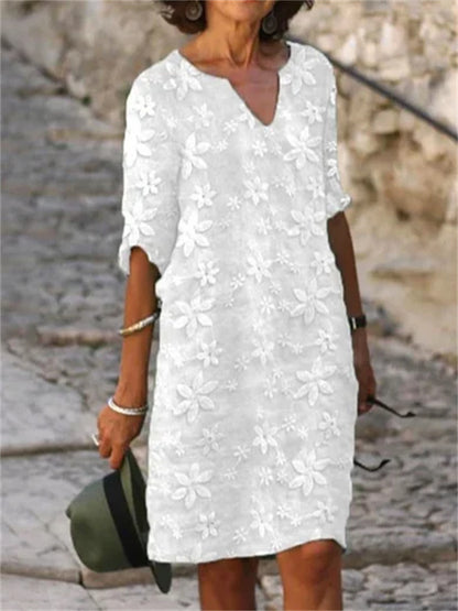👗【S-5XL】Haljina od pamuka i lana s cvjetnim printom