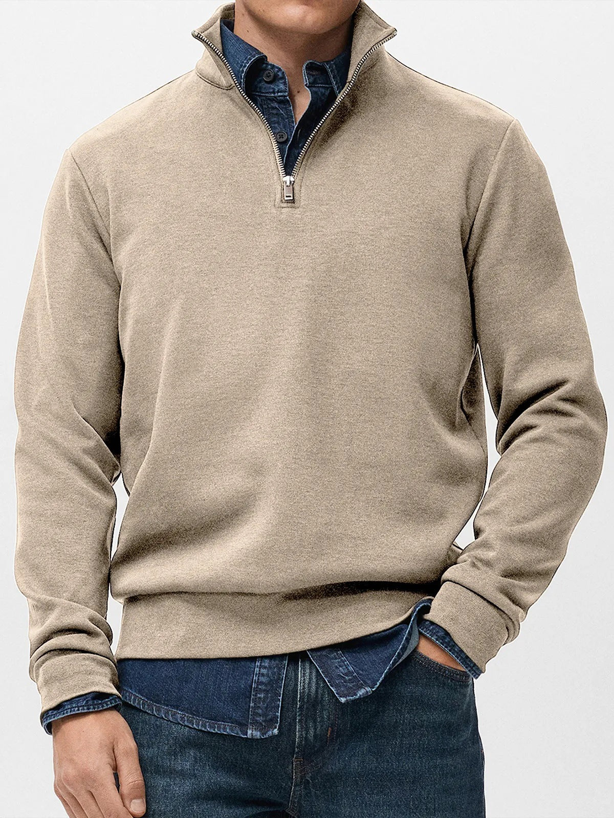 👔【S-5XL】🔥Νέα ανδρική φούτερ με όρθιο γιακά, άνετη και χαλαρή εφαρμογή, σχέδιο με μισό φερμουάρ