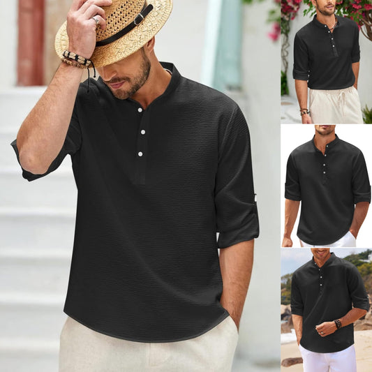 😍 Letní bestseller 🔥【M–3XL】Nová pánská prodyšná bavlněno-lněná košile s krátkým rukávem – pohodlná, lehká a snadno kombinovatelná