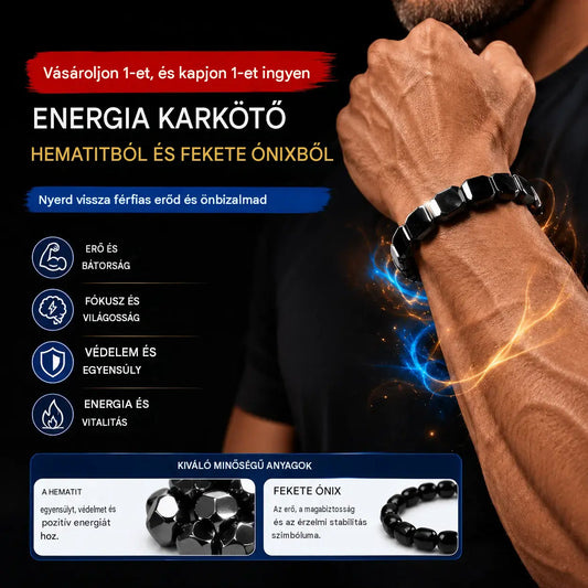 【Kettőt egy áráért】2 darab 8500 Ft🔥 Hematit és fekete agát energiakarkötő | Találd vissza az erődet és a férfi önbizalmadat