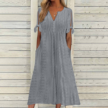 👗【S-5XL】 Jednoduché vypasované prodyšné šaty – univerzální a stylové