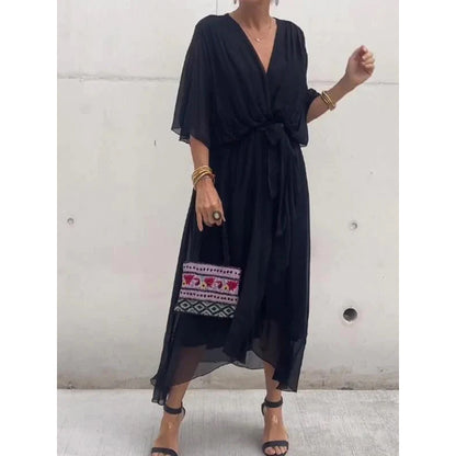 💟【S-5XL】👗Višebojna haljina od šifona s šišmiš rukavima
