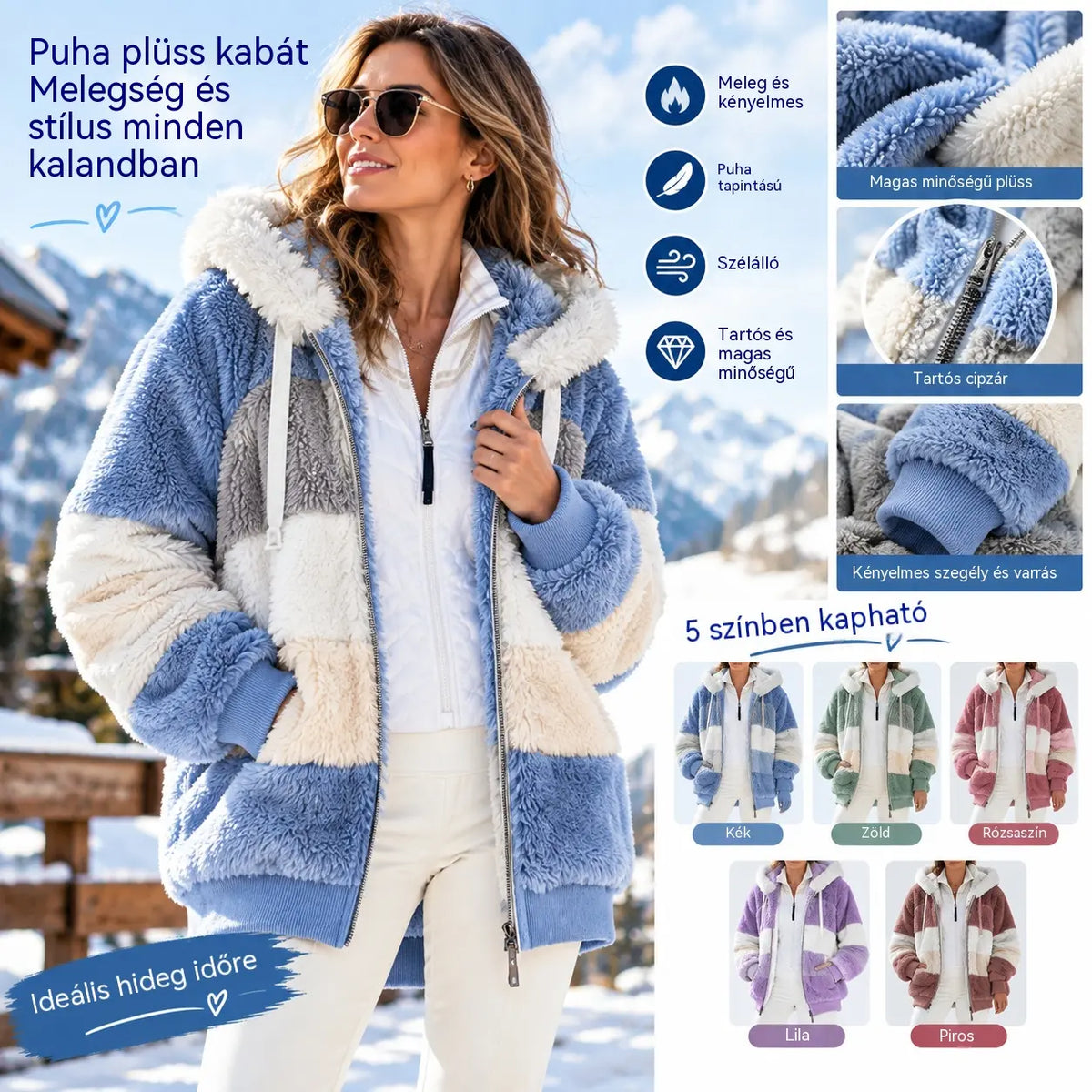 🔥 Utolsó nap – 50% kedvezmény ❄️【S–5XL】Új 2026-os női meleg kabát, bélelt plüss dizájnnal és kontrasztos csíkokkal ✅ Utánvétes fizetés