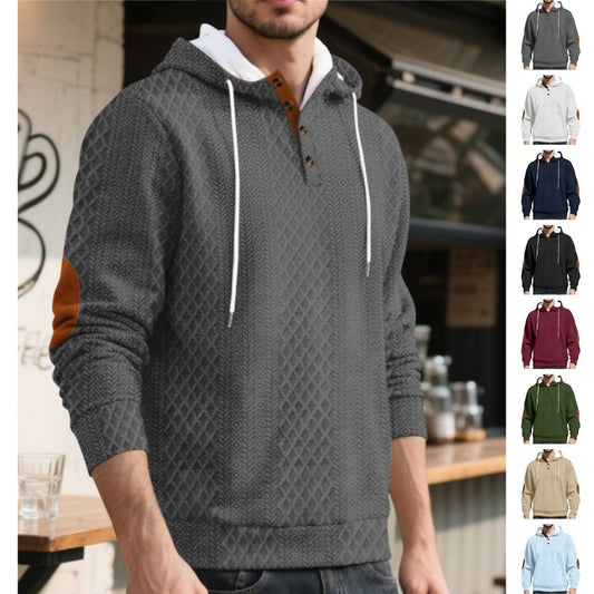 🔥【S-3XL】Męska casualowa bluza z kapturem, żakardowa, jednokolorowa, 2025