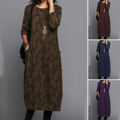 👗 Oferta especial de invierno 🔥【S-3XL】Nuevo vestido de alta calidad con diseño de bolsillos y cuello redondo, cómodo y a la moda.