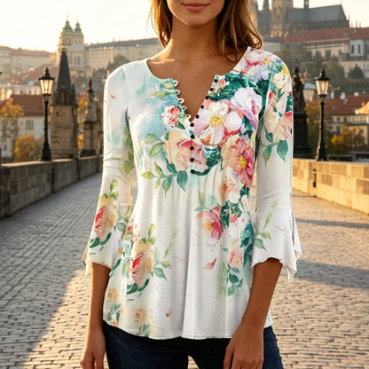 😍 Poslední den – sleva 50 %! ⏳ [S-5XL] Stylové dámské tričko s V výstřihem a potiskem