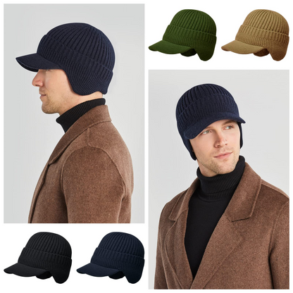 🔥 Gorro de punto cálido de invierno para hombre con orejeras,Versión normal / Versión con forro cálido